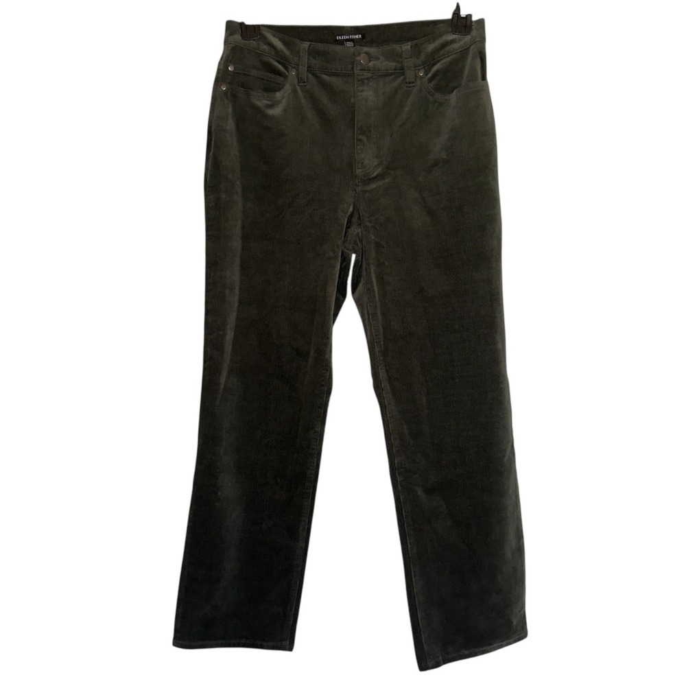 Eileen Fisher Womens Small Hi Waist Straight Ankle Corduroy‎ Jeans Grove Green